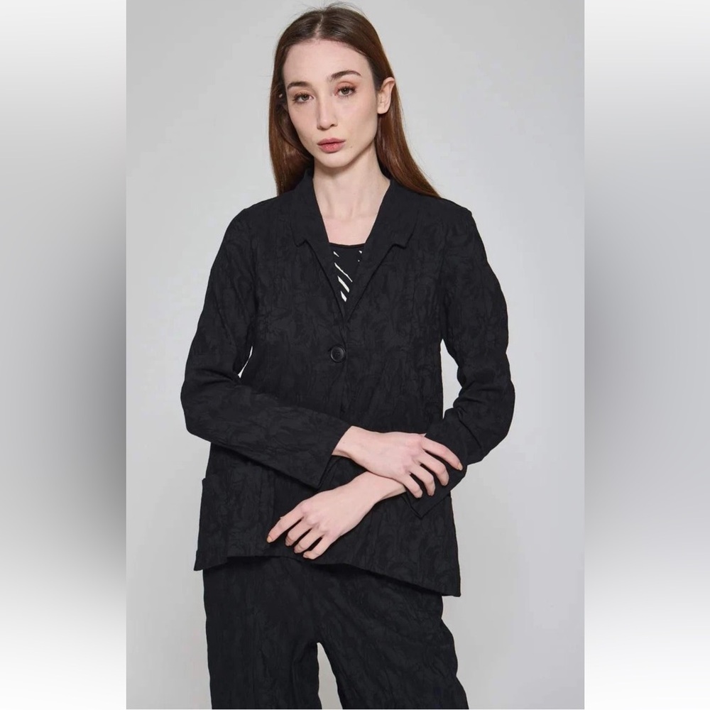 LuuKaa Size 12 Blazer Jacket TRAMA Jacquard Texture Stretch Button Down